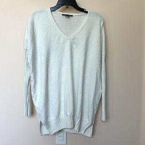 French Connection Sweater Women's Lg Baby Soft Long Ribbed Sleeve White Cozy